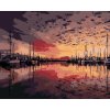 Maľovanie podľa čísel Východ slnka nad prístavom, 80x100 cm, bez rámu a bez vypnutia plátna (6056862)