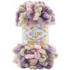 Alize příze Puffy color 6510 šedohnědá růžová a fialová