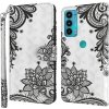 Peňaženkové kožené puzdro Painting Pattern na Motorola Moto E20 / E30 / E40 - Diagonal Black Flower
