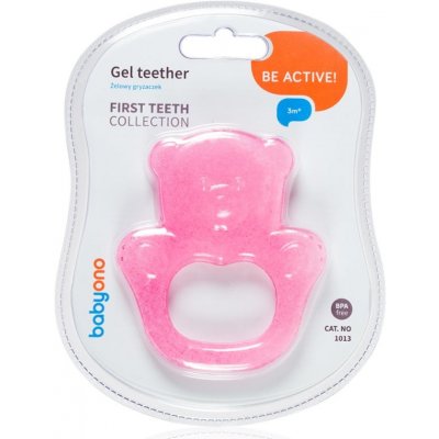 BabyOno Be Active Gel Teether hryzadielko Pink Bear 1 ks