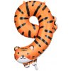 Fóliový balón s číslom 9 - Tiger 87cm (Narodeninový fóliový balón číslo deväť s motívom tigra, vhodný na plnenie vzduchom aj héliom.)