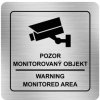 Nálepka monitorovaný objekt strieborná štruktúrovaná 8 x 8 cm
