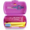Curaprox Travel Set zubná kefka + CPS medzizubné kefky 2 ks + zubná pasta 10 ml darčeková sada, ružový