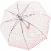DERBY Hit Long Automatik Transparent - průhledný dámský vystřelovací holový deštník červená 77354BD