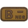 MFH nášivka krvná skupina 3D B negative khaki 5x2,5cm