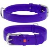 WAU DOG Plochý kožený obojok fialovej farby Obvod krku: 18-21 cm, širka: 9 mm