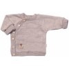 Baby Nellys detský pletený svetrík s gombíkmi zap. bokom Handmade béžový
