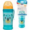 Canpol Babies láhev sportovní s nevylévací slámkou Hello Little 350 ml zelená