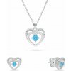 Brilio Silver Set šperkov Srdiečka so svetlo modrými zirkónmi SET295WAQ (retiazka, prívesok, náušnice)