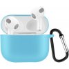 AppleKing ochranný silikónový obal s karabínou pre AirPods 3 - svetlomodrý - možnosť vrátiť tovar ZADARMO do 30tich dní