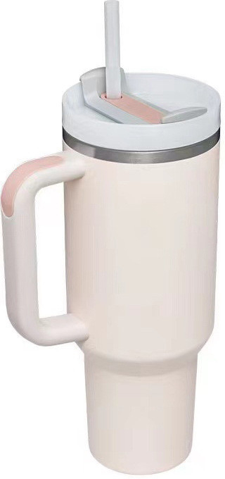 MC star Dvojstenný nerezový vákuový izolačný pohár s rukoväťou 40oz so slamkou a vrchnákom svetloružový 1,2 l