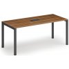 Rokovací stôl PRIMO SQUARE, 180x80 cm, orech + stolná zásuvka TYP II, čierna