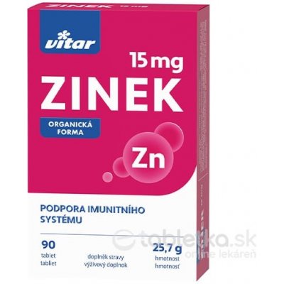 Vitar Zinek 15 mg 90 tabliet