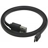 USB kábel (2.0), USB A samec reversible - microUSB samec reversible, 0.3m, plochý, čierny, obojstranný, DOPREDAJ