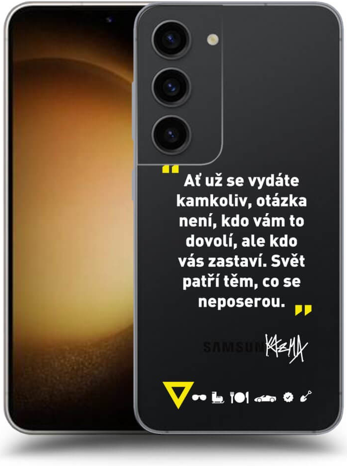 Púzdro Picasee silikónové Samsung Galaxy S23 5G - Kazma - SVĚT PATŘÍ TĚM, CO SE NEPOSEROU čiré