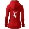 Jeleň z listov - Mikina dámska trendy zipper s kapucňou - S ( Červená )