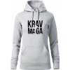 Nápis Krav Maga - Mikina dámská Cape s kapucí - XL ( Svetlosivý melír )