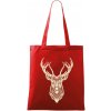 Jeleň kresba - Taška bavlnená - 42 x 38 cm ( Červená )