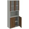 Policová skriňa Strong, 80x192x40 cm, orech/sivá - 1 kus - 1 KS - 4 - nie - 60 mesiacov - rovná - kombinovaná - Hobis - 2x sklenené a 2x plné - 80 cm - Strong - 40 cm - 192 cm - orech/sivá - 69.6 kilo
