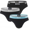 BOSS - slipy 3PACK cotton stretch power black with modern silver & turquoise waist - limitovaná fashion edícia (HUGO BOSS)-XXL (108-117 cm)