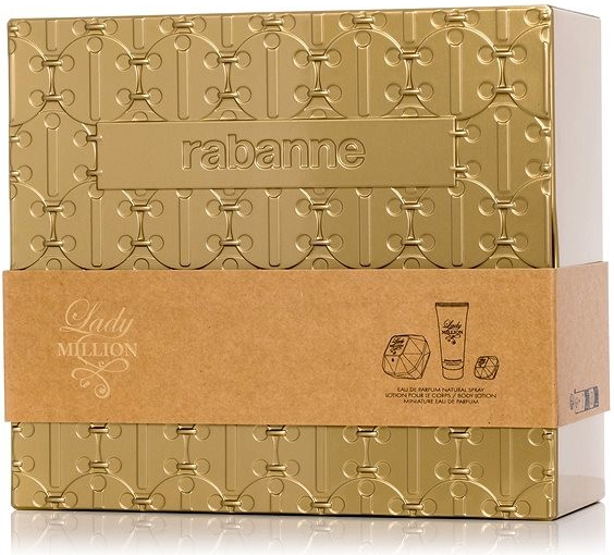 Paco Rabanne Lady Million sada parfumovaná voda 80 ml + telové mlieko 100 ml + parfumovaná voda 5 ml pre ženy