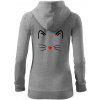 Mačka - srdce namiesto nosa - Mikina dámska trendy zipper s kapucňou - L ( Tmavosivý melír )
