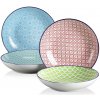 Vancasso Sada 4 porcelánových polievkových tanierov s farebnými vzormi – 21,2 cm