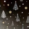 Vianočný baliaci papier čierny hviezdy stromčeky 70cm x 2m 285m70