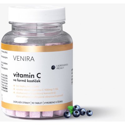 VENIRA vitamín C vo forme kociek, čučoriedka, 90 kociek čučoriedka, 90 kociek