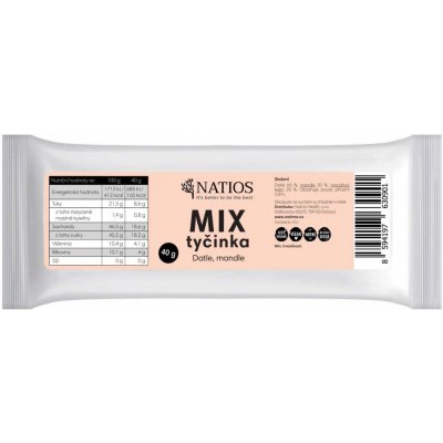 NATIOS Mix tyčinka - Datle, mandle, 40 g
