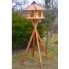MKSTOR Drevené kŕmitko pre vtáky 60cmx50x40cm, vtáčia búdka so zásobníkom jedla, zelená + Stojan 120cm na 4 nohách