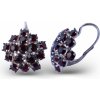 A-B Women's silver flower-shaped earrings with Swarovski garnets CS-2094
