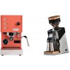 Profitec GO, red + Eureka Mignon Single Dose PRO, Chrome & Oak