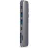 Replikátor portov Satechi Aluminium Type-C PRO Hub (HDMI 4K, PassThroughCharging, 2x USB3.0, 2xSD, ThunderBolt 3) - Space (ST-CMBPM)