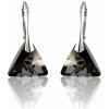 For You Strieborné náušnice Triangle - Swarovski elements čierne Silver Night 12mm - 13616