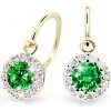 Cutie Jewellery Krásne detské náušnice zo žltého zlata C2745-10-X-1 zelená