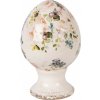 Clayre & Eef Béžové keramické vajíčko na podstavci s ružami Rosina S - Ø 9*14 cm - Clayre & Eef