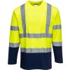 Portwest S280 Reflexná tričko s dlhým rukávom S, Fluorescenčno žltá-Námornícka modrá