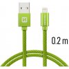 Nabíjací a synchronizačný kábel Swissten textile 0.2m / 1.2m / 2.0m zelený Dĺžka: 0,2m