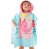 Plážová osuška s kapucňou, pelerína pre deti - Morská panna, modro-ružová