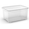 Manutan Plastový úložný box s vekom, priehľadný, 47 l
