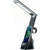 Mobilly 5v1, stolná lampa, 15W bezdrôtová nabíjačka, budík, stojan na telefón, čierna LG-LED-105-black