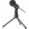 NEDIS stolní všesměrový mikrofon/ tlačítko ON/OFF/ s tříramenným stojanem/ 3,5mm jack/ citlivost -30dB/ černý MICTJ100BK