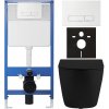 CERANO - Kompletný podomietkový WC set Cesso - čierna matná - WC tlačidlo Slim, biele - predstenová inštalácia - 49x36 cm CER-8050BD109