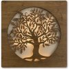 Svietiaci obraz na stenu Strom v kruhu na batériu (Obraz na stenu z dreva strom 70x70 cm)