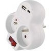 EMOS Rozbočovacia zásuvka 2×, vypínač., 1×USB-A+1×USB-C, biela P0073