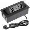 Nábytková zásuvka výklopná 2x230V + 2xUSB (A+C) čierna, kábel (GTV)
