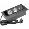 GTV Zásuvkový set čierny 2x230V + 2xUSB + kábel - AE-PBU2GU-20