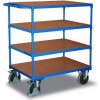 Policový vozík s madlom, do 500 kg, 4 police, 123,5 x 119 x 70 cm, modrý