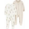 CARTER'S Overal na zips Sleep&Play Khaki Palm Tree/Stripe neutrál 2ks 3m/ veľ. 62